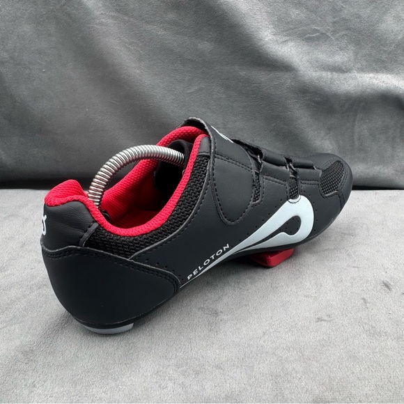 Peloton Original Cycling Shoes Women’s US 7 (EU 38) Black Red Triple Strap - Picture 7 of 16